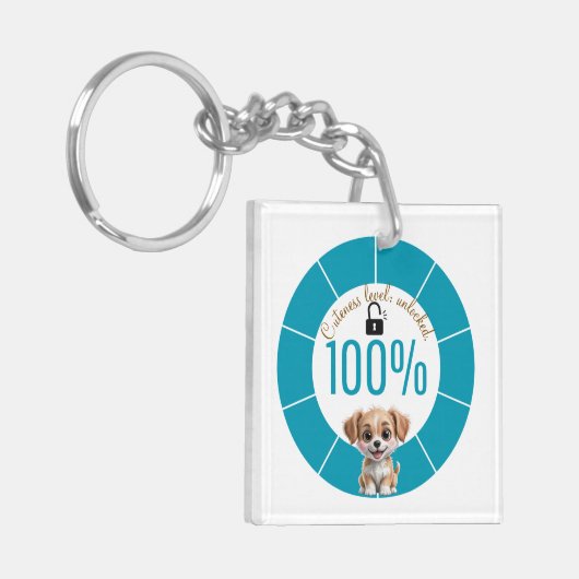 Cute Dog Keychain – Custom Text & Image キーホルダー (正面左)