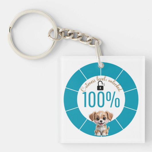 Cute Dog Keychain – Custom Text & Image キーホルダー (正面)