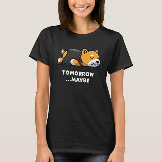 Cute Dog Lazy Vampire Halloween Maybe Morning Tシャツ (正面)
