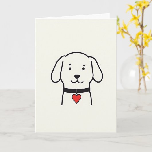Cute Dog Love Card カード (黄色い花)