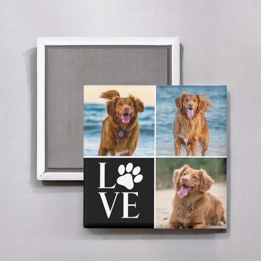 Cute Dog Lover Custom Love Photo Collage Pet マグネット