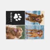 Cute Dog Lover Paw Print Photo Collage Pet フリースブランケット (正面(横))