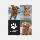 Cute Dog Lover Paw Print Photo Collage Pet フリースブランケット (正面)