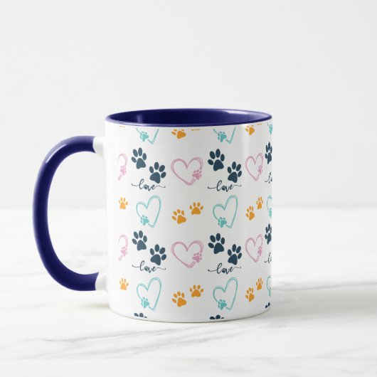 Cute Dog Lover Paw Prints マグカップ (左)