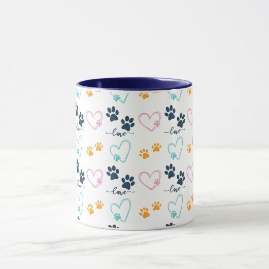 Cute Dog Lover Paw Prints マグカップ (中央)