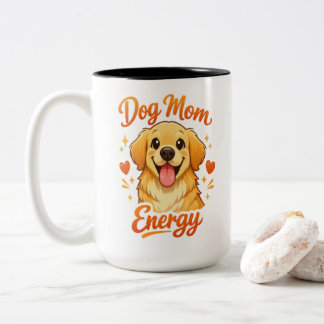 Cute Dog Mom Energy Golden Retriever Coffee Mug ツートーンマグカップ