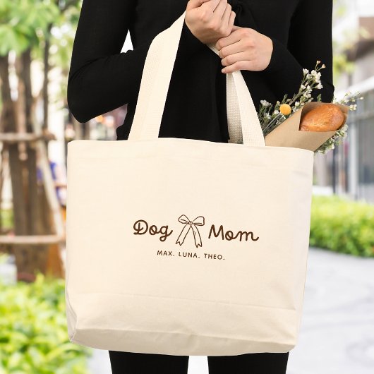 Cute Dog Mom Personalized ラージトートバッグ