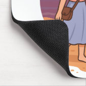 Cute Dog Mom Walking Fluffy Pup on Sunset Beach  マウスパッド (コーナー)