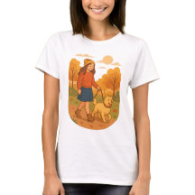 Cute Dog Mom Walking Pup in Cozy Forest 