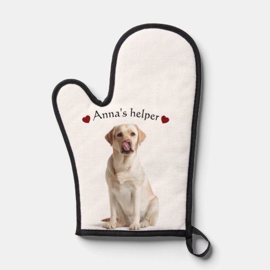 Cute Dog Oven Mitt – Personalized with Text 鍋つかみ (正面)