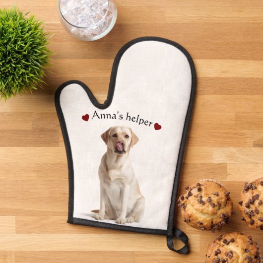 Cute Dog Oven Mitt – Personalized with Text 鍋つかみ (トップダウン)