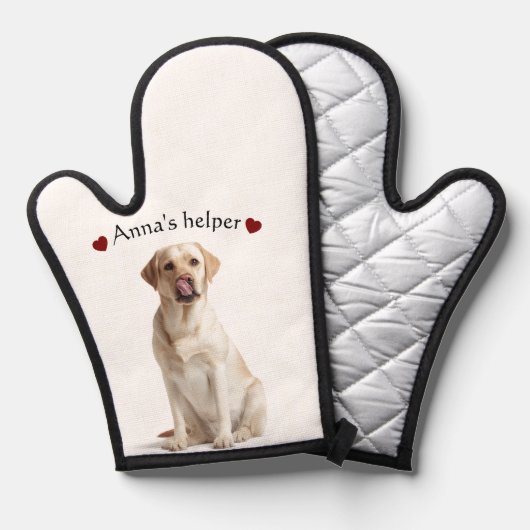 Cute Dog Oven Mitt – Personalized with Text 鍋つかみ (正面/裏面)