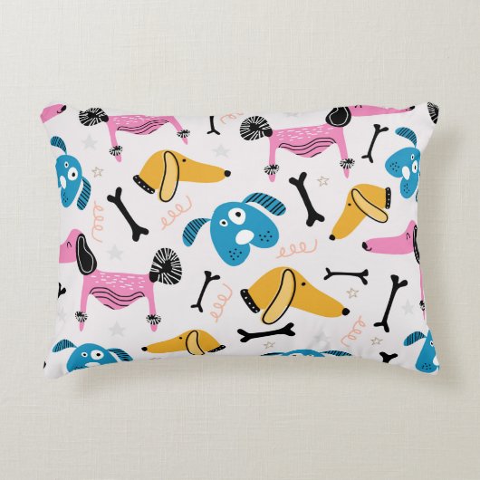 Cute dog pattern with baby animal face drawing sca アクセントクッション (正面)