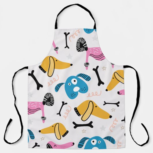 Cute dog pattern with baby animal face drawing sca エプロン (正面)