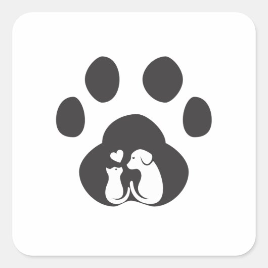 Cute Dog Paw Love Sticker Sheet スクエアシール (正面)
