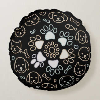 Cute Dog Paw Mandala ラウンドクッション