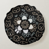 Cute Dog Paw Mandala ラウンドクッション (裏面)