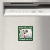 Cute Dog Photo Best Dad Pal Green and White  マグネット (インサイチュ (食洗機))