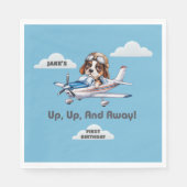Cute Dog Pilot &Cessna Plane,Travel,First Birthday スタンダードランチョンナプキン (正面)