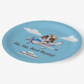 Cute Dog Pilot &Cessna Plane,Travel,First Birthday ペーパープレート (アングル)