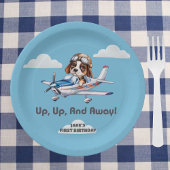 Cute Dog Pilot &Cessna Plane,Travel,First Birthday ペーパープレート