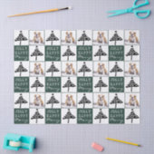 Cute Dog Puppy Pet Photo Green Christmas Tree 薄葉紙 (クラフト)