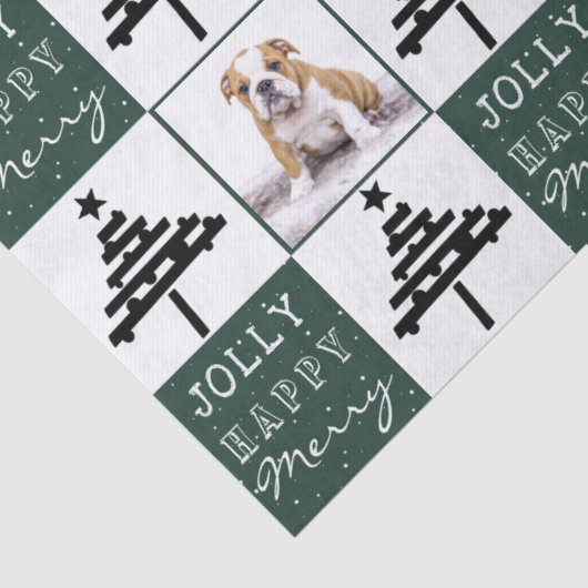 Cute Dog Puppy Pet Photo Green Christmas Tree 薄葉紙 (詳細)