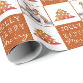Cute Dog Puppy Pet Typography Christmas Tree Photo ラッピングペーパー (ロールコーナー)