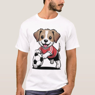 Cute Dog Puppy Playing Soccer Footll Dogs Puppies  Tシャツ
