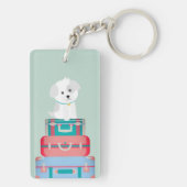 Cute Dog Sat on Suitcases Personalised キーホルダー (裏面)