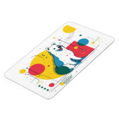 Cute dog sits in colorful art space マグネット (左側)