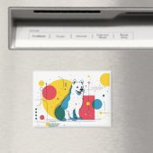 Cute dog sits in colorful art space マグネット (インサイチュ (食洗機))