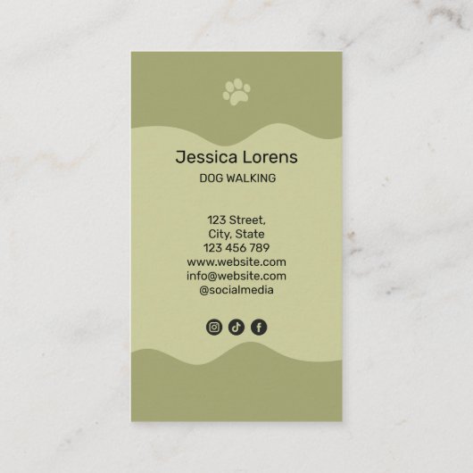 Cute Dog Sitter, Pet Groomer, Dog Walker 名刺 (裏面)