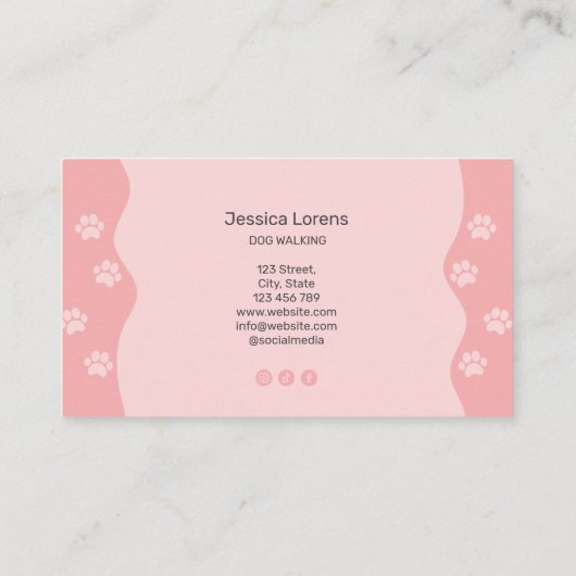 Cute Dog Sitter, Pet Groomer, Dog Walker 名刺 (裏面)