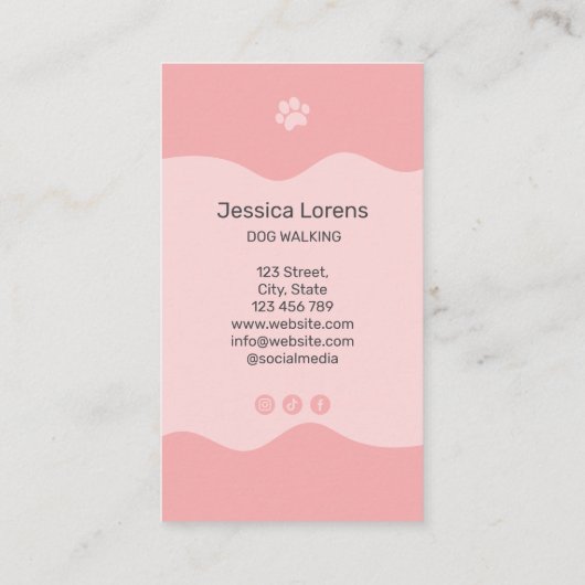 Cute Dog Sitter, Pet Groomer, Dog Walker 名刺 (裏面)
