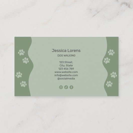Cute Dog Sitter, Pet Groomer, Dog Walker 名刺 (裏面)