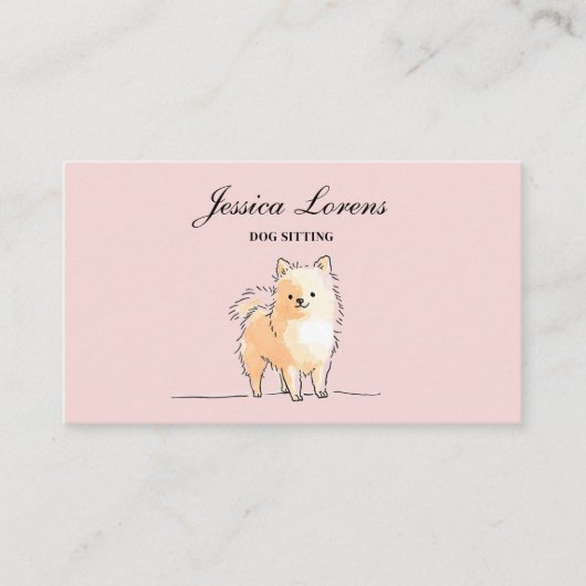 Cute Dog Sitter, Pomeranian Puppy Pet Groomer 名刺 (正面)