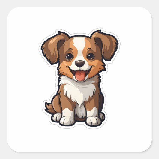 Cute Dog Sticker 3 スクエアシール (正面)