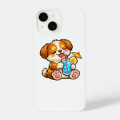 Cute Dog Summer Drink iPhoneケース (裏面)