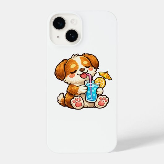 Cute Dog Summer Drink iPhoneケース (裏面)