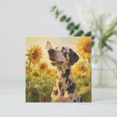 Cute Dog Sunflower Birthday Any Occasion Card (スタンド正面)