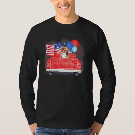 Cute Dog USA American Flag Patriotic 4th Of July R Tシャツ (正面)