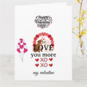 Cute Dog Valentine’s Day Card – “Love You More カード (黄色い花)