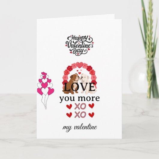 Cute Dog Valentine’s Day Card – “Love You More シーズンカード (正面)