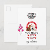 Cute Dog Valentine’s Day Card – “Love You More シーズンポストカード (正面/裏面)