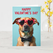Cute Dog Valentines Day Card カード (黄色い花)