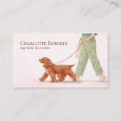 Cute Dog Walker Cocker Spaniel Pink Business Card 名刺 (正面)