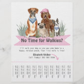 Cute Dog Walker Flyer Tear Sheet Pink Banner チラシ (正面)