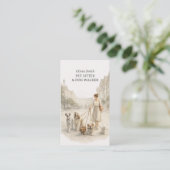 Cute Dog Walker Pet Sitter Girl Business Card 名刺 (スタンド正面)