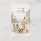 Cute Dog Walker Pet Sitter Girl Business Card 名刺 (正面)